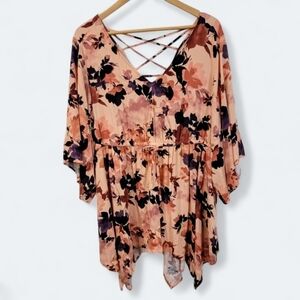 Torrid Fall Colors Open Back Drawstring Flowy Top Size 2 = 2X